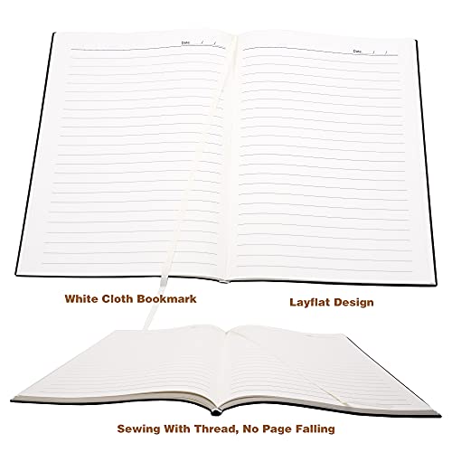 Large Journal Notebook, Lined Papers, A4 8.4x11.4 inches, 200 Pages, Soft Faux Leather Cover (Black, Ruled) - color: Black, Ruled, 200Pages