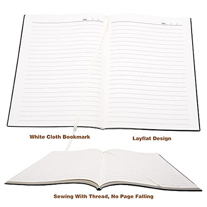 Large Journal Notebook, Lined Papers, A4 8.4x11.4 inches, 200 Pages, Soft Faux Leather Cover (Black, Ruled) - color: Black, Ruled, 200Pages