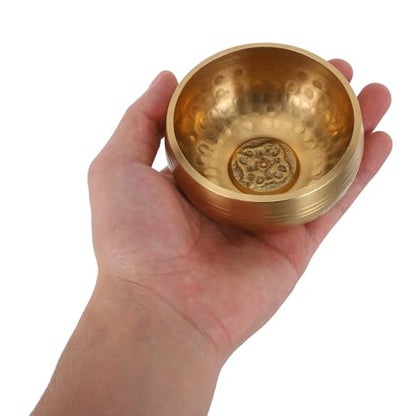PRETYZOOM Authentic Nepal Hand-hammered Singing Bowl 8cm with Wooden Striker – Meditation Sound Bowl for Beginners Yoga Mindfulness and Relaxation Healing