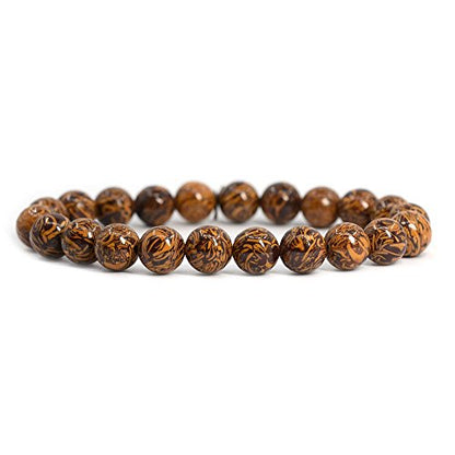 Justinstones 8mm Round Beads Stretch Bracelet 7 Inch Unisex - color: Tiger Skin Jasper