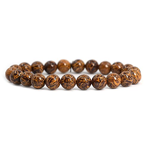Justinstones 8mm Round Beads Stretch Bracelet 7 Inch Unisex - color: Tiger Skin Jasper