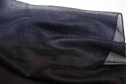 Cotton Silk Scarf Elegant Soft Wraps Color Shade Scarves for Women - color: Gradient - Dark Blue