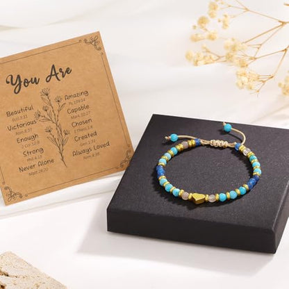 yupoxiu Inspirational Gifts for Women Birthday - Healing Natural Stone Bracelets, Thinking of You Get Well Soon Gifts for Women Friend Sister - style: I-Blue Aventurine & you're