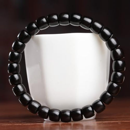 Zen Dear Unisex Natural Ebony Wood Buddhist Prayer Bead Necklace Bracelet Tibetan Prayer Mala Beaded Black - style: 7mmx8mm 28barrel beads