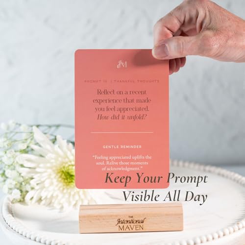 I Am Grateful — Weekly Gratitude Journal Set | 52 Prompt Cards, A5 Journal, Wooden Display Stand & Guided Audio | Mindfulness Gift for Women & Men