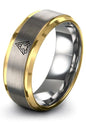 Gift for Yoga Fan - Yoga Meditation Ring - Flat Dome Bevel - Band - Men Women - Brushed Polished - Tungsten - Personalized Custom Engraving - 8mm - Anniversary Wedding - Yellow Rose Gold Silver - color: 08 - Yellow Gold Grey Tungsten