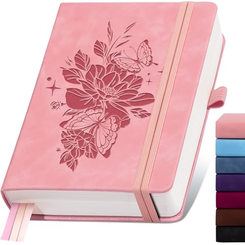 Blank Journal Notebook 365 Pages, A5 Leather Sketch Book for Drawing Women & Men, Hardcover Notebook with 100GSM Thick Paper, Sketchbook for Travel, Work, School, Note Taking - color: A-Pink, size: Blank-A5