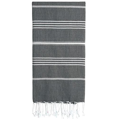 Lina Turkish Beach Towel Peshtemal (38" x 71"), Sand-Free, Large & Quick-Dry, Lightweight Pool Towels for Travel, Soft 100% Turkish Cotton & Pre-Washed, Ideal for Spa or Bath, Fume - color: Fume
