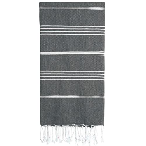 Lina Turkish Beach Towel Peshtemal (38" x 71"), Sand-Free, Large & Quick-Dry, Lightweight Pool Towels for Travel, Soft 100% Turkish Cotton & Pre-Washed, Ideal for Spa or Bath, Fume - color: Fume