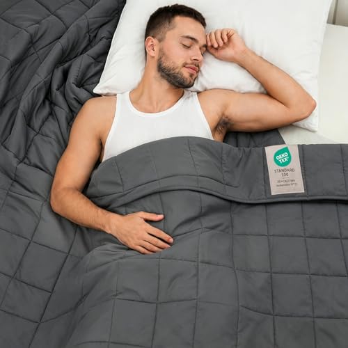 Weighted Blanket for Adults 20lbs, 48"x72", Twin Full Size Cooling Heavy Throw Blanket for 180-220lbs, Microfiber Soft Thick Big Blankets Weighted Comforter Breathable Gifts for Sleeping, Grey