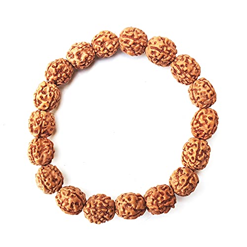 Rudraksha Bracelet for Men & Women's 2 Face, 3 Mukhi, 4 Mukhi, 5 Face, 6 Mukhi, 7 Mukhi, 8 Mukhi, 9 Mukhi, 10 Mukhi, 11 Mukhi Himalayan Rudraksha Beads Wrist Band for Yoga, Meditation, Healing - style: 4 Mukhi - Four Faced