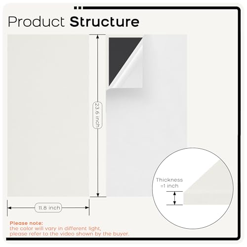 BUBOS 4 PCS Fabric Acoustic Panels, 23.6''x11.8''x1'' Self-Adhesive Soundproofing Panels for Home Studio, Office & Living Room, Sleek Design to Eliminate Echo, Fabric-Clad Off-White - color: Beige, size: 23.6''x11.8''
