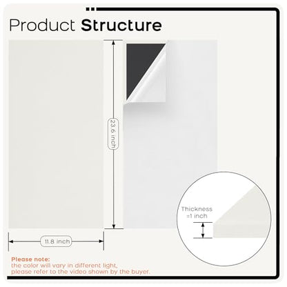 BUBOS 4 PCS Fabric Acoustic Panels, 23.6''x11.8''x1'' Self-Adhesive Soundproofing Panels for Home Studio, Office & Living Room, Sleek Design to Eliminate Echo, Fabric-Clad Off-White - color: Beige, size: 23.6''x11.8''