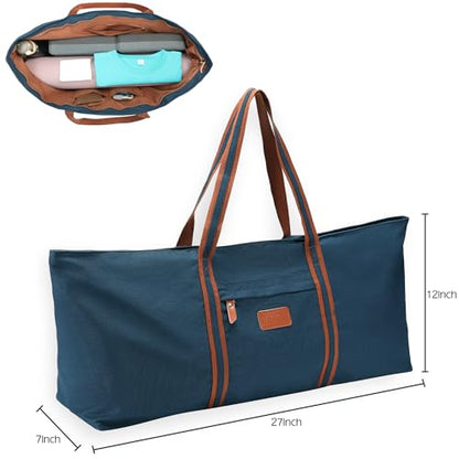 with Multi-Functional Storage Pockets Full-Zip Extra Large Yoga Mat Tote Bag Sports Gym Pilates Bag - color: Blue
