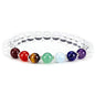Cherry Tree Collection Chakra Stretch Bracelet | Genuine Natural 8mm Gemstones Beads, Sterling Silver Spacers | Men/Women | Small, Medium, Large Sizes - color: Clear Quartz - Medium