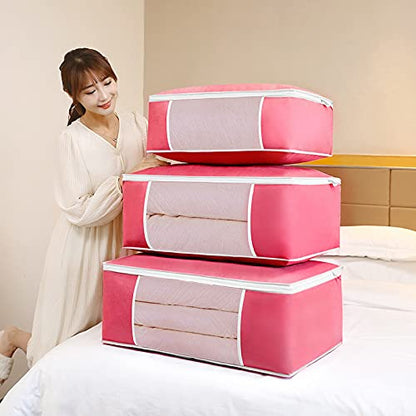 XL Large Capacity Non-Woven Fabric Storage Bag - New Packing Bag for Clothes and Quilts,Rose Red - color: Rose Red