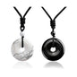Jovivi 30mm Circle Donut Healing Crystals Necklace Natural Semi-Precious Chakra Gemstone Stone Amulet Lucky Coin Donuts Charm Protection Quartz Reiki Pendant Necklace for Men Women Adjustable Rope - color: 2pcs(White Turquoise+Black Obsidian)