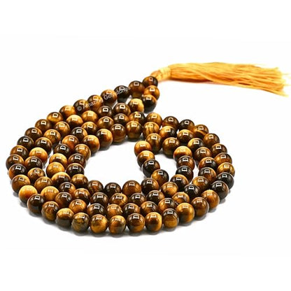 Amazing Gemstone Tiger Eye Mala - Withouot Knotted - color: Tiger Eye, style: Plain