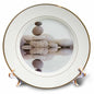 3dRose Pebble Stone Cairn Zen Style Reflecting In Water 8 inch Porcelain Plate