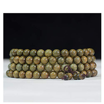 JAJAFOOK Mala Beads Bracelet 108 6/8/10/12mm Prayer Beads Tibetan Mala Bracelet Necklace Meditation Green Sandalwood Elastic - style: 12mm*108beads