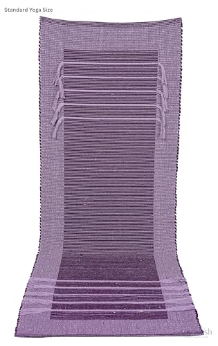 Organic Cotton Yoga Rug, Handwoven Non-Slip Meditation Mat for Hot Yoga, Exercise & Floor Workouts, Washable Breathable Weave, Purple, Standard Size