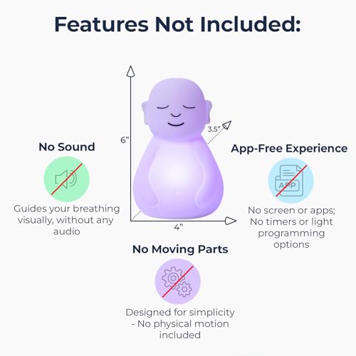 Mindsight 'Original Breathing Buddha' Guided Visual Meditation | 3 Modes to Slow Your Breathing & Calm Your Mind | Stress & Anxiety Relief | Wellness Gift | Adults, Kids, Classrooms | USB Rechargeable
