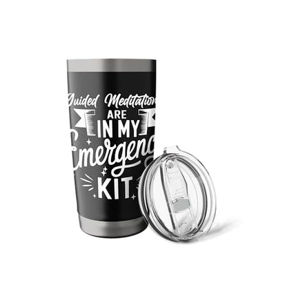 Emergency Kit for Guided Meditations Design Stainless Steel Insulated Tumbler - color: Black