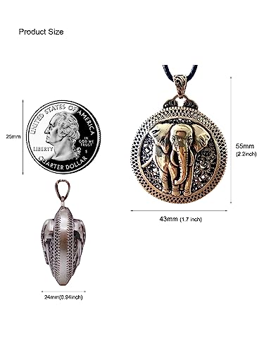 Handmade Sterling Silver plated lucky animals pendant necklace Good luck elephant/Lucky Fox/Good wealth Pixiu/Family Tree/Sun/Buddhism cross/Maitreya Buddha/Phoenix jewelry gifts for women men - color: Tibetan Silver plated Elephant