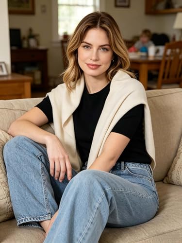VENVSBEE Shawl Wraps For Women Soft Pashimina Cape Knitted Sweater Shawl Scarf Shoulder Wraps for Dresses - color: 03 Oat Beige