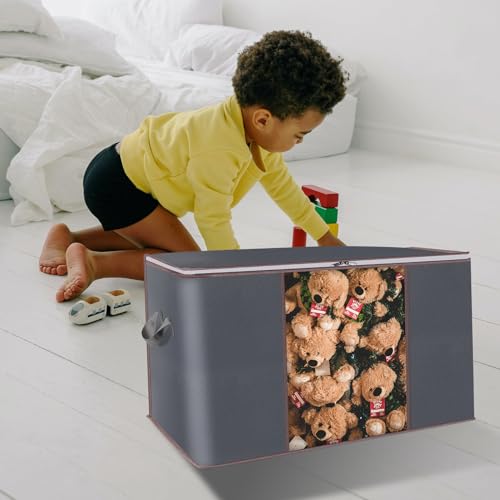 Clothes Storage Bag Finishing Quilt Quilt Large Bag Clothing Packing Thickened Large Fabric Moisture-Proof Household (Grey-6Pcs) - color: Grey-6Pcs