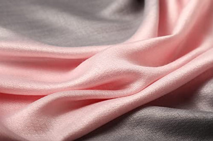 WINCESS.YU Women Gradient Scarf Long Shawls and Wraps Fashion Plain Pashmina Formal Scarf - color: Pink and Grey