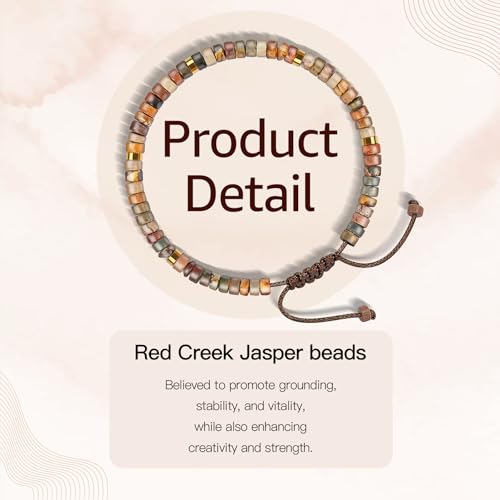 Thank You Gifts for Women: Teacher Appreciation Office Gifts for Coworkers Employee Boss Lady Manager Colleague Natural Stone Bracelet - color: RED-HEART