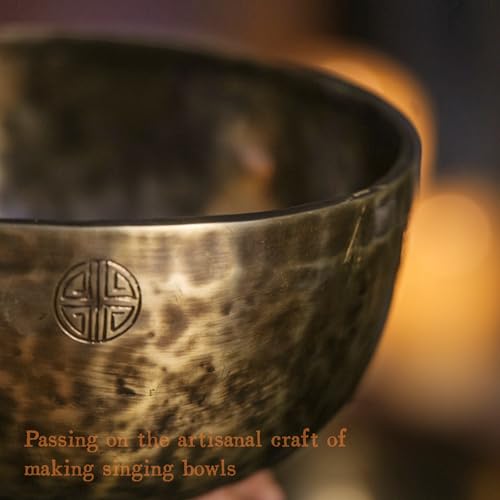 Fay Bless Handmade Tibetan Singing Bowl Set - Full Moon Nepalese Meditation Sound Bowl for Yoga, Chakra Healing, Sound Therapy, Stress Relief, Mindfulness and Home Decor (16CM) - size: 16CM