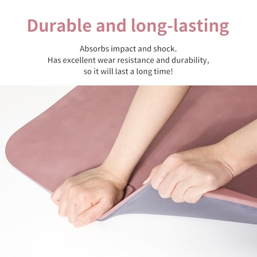 PAIDU Yoga Mat Non Slip Anti-tear,extra thick-2/5 inch（10MM）High Resiliency Professional POE Yoga Mats for Women Men Kids,72"x24"inch,Workout, Yoga, Pilates and Floor Exercise, with Carrier Strap - color: Deep Pink+Grey.