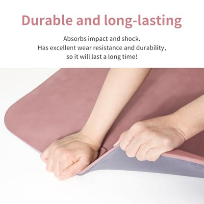 PAIDU Yoga Mat Non Slip Anti-tear,extra thick-2/5 inch（10MM）High Resiliency Professional POE Yoga Mats for Women Men Kids,72"x24"inch,Workout, Yoga, Pilates and Floor Exercise, with Carrier Strap - color: Deep Pink+Grey.