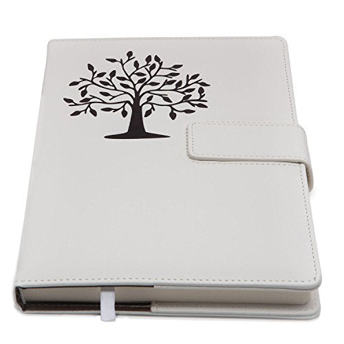 The Amazing Office Tree of Life Journal – Refillable 5x8 Writing Notebook with 200 Lined Pages, Magnetic Clasp | Personal Diary, Cute Journal for Women and Men, Ideal Gift or Daily Planner - color: White