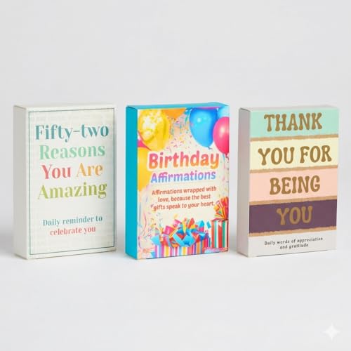 Isaac Liev 150 Affirmation Cards For Women, Appreciation quotes, Motivational and inspirational, 3-Pack Bundle, positivity gift - style: 3-PACK - Birthday, 52 Reasons & Thank You Affirmation