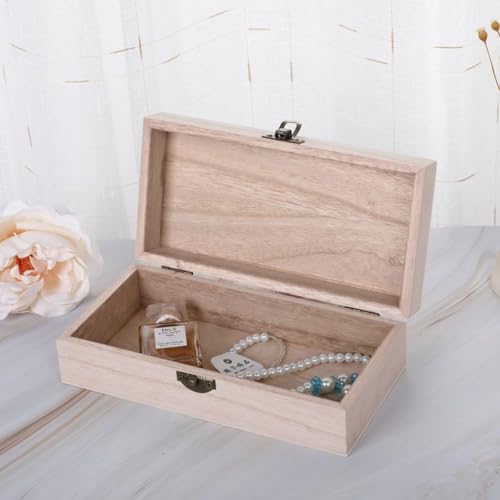 2pcs Wooden Storage Box Set Rectangular Retro Wood Jewelry and Tea Organizer with Flip Lid Natural Finish for Living Space and Packaging