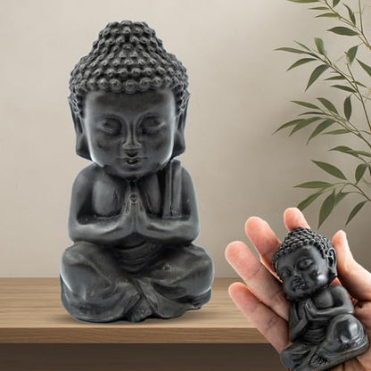 Small Buddha Statue, 3.5“ Zen Sculpture for Home Decor, Indoor Small Buddha Figurines for Home Feng Shui Decor(Cast Iron-Praying)