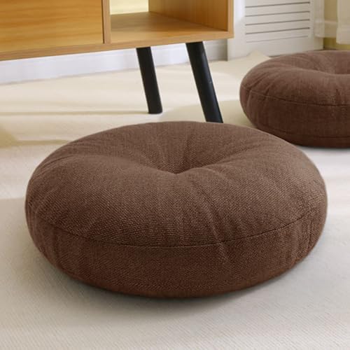 Large Round Meditation Floor Pillow, Thickened Comfortable, Washable Cotton Linen Cover, for Sitting Meditation, Yoga Living Room Tatami Floor Pillows & Cushions (Beige,Large)