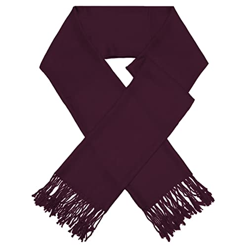 Glory Max Women Large Soft Silky Pashmina Shawl Wrap Scarf in Plain Solid Colors - color: Burgundy
