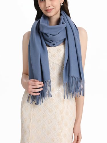Pashmina Shawl and Wraps for Evening Dresses Resemble Cashmere Scarf for Women Wedding Winter Warm Shawls - color: Dusty Blue
