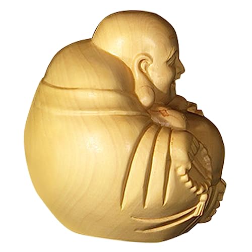 Wooden Carved Maitreya Buddha Ornament Solid Wood Decorative Adornment for Home Zen Decor Unique Tabletop Accent Delicate Craftsmanship