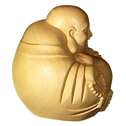 Wooden Carved Maitreya Buddha Ornament Solid Wood Decorative Adornment for Home Zen Decor Unique Tabletop Accent Delicate Craftsmanship