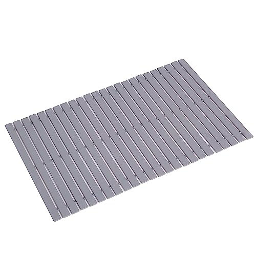Bath Mat Bathroom Rugs Floor Wood Shower Bathtub Waterproof Non Slip Accessories 16x24 Inch Easy to Clean, Grey, 1 pc - color: Striped Grey, size: 16x 24 Inch-1 pc