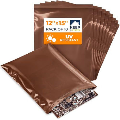 12"x 15" UV Protective Amber Zip Bags, Pack of 10 - Resealable Light-Blocking Plastic Bags for Packaging Light-Sensitive Products, Heavy Duty 3 mil Thick, Moisture Resistant Storage - size: 12"W x 15"L, style: Pack of 10