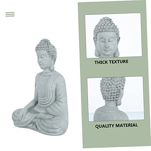 Happyyami Sandstone Buddha Statue Zen Style Home Balcony Decor Indoor Micro Landscape Ornament for Meditation and Relaxation