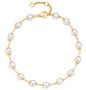 Dremmy Studios Gold Bracelet for Women 18K Gold Plated Dainty Paperclip Cubic Zirconia Disc Coin Star Cable Satellite Bead Pearl Simple Boho Minimalist Stacking Layered Link Jewelry Gift - color: Bead Pearl