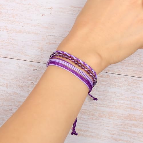 QOGIR Handmade Healing Bracelet,6mm Natural Gem Stone Bracelet rope bracelet - color: Amethyst(Spiritual Awareness), size: 4mm