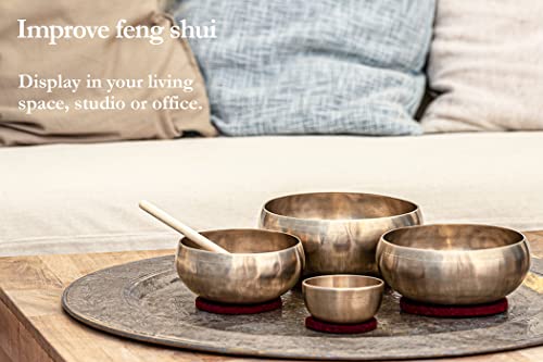 Bronze Singing Bowl with Felt Ring and Cover, Cosmos Series — MADE IN INDIA — For Meditation, Yoga and Sound Healing Therapy, 2-YEAR WARRANTY - size: 5.5", style: Single